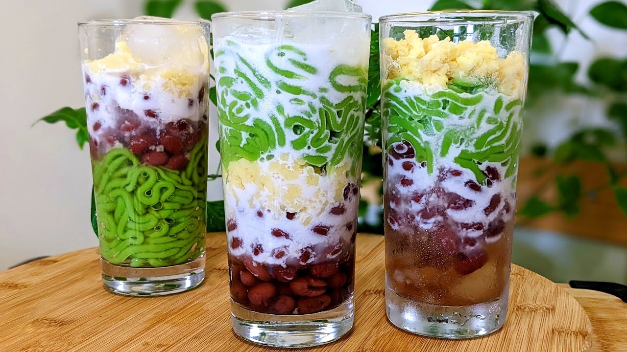 Chè Đậu Đỏ Bánh Lọt Lá Dứa Nước Cốt Dừa Đá Bào